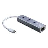 USB-C HUB 3Port Inter-Tech Argus IT-410-S 1x RJ45 Gigabit Lan passiv Silver