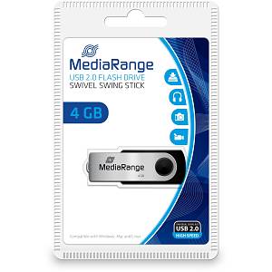 STICK 4GB MEDIARANGE MR907 B - black - silver