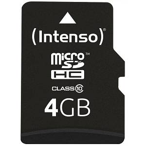 CARD 4GB Intenso 3413450 MicroHC Class 10 20MB/s inkl. Adapter