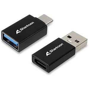 Sharkoon USB 3.2 Gen 1 Adapter OfficePal. USB-A > USB-C / USB-C > USB-A (black. 2er Set)