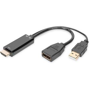 DIGITUS 4K HDMI Adapter - HDMI auf DisplayPort 0.2m black