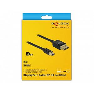 DELOCK Mini DisplayPort zu DisplayPort Kabel 8K 60Hz 2m DP 8K zertifiziert