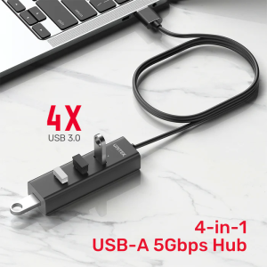 Unitek Y-3089 4x USB-A 3.0 Ports & 1x USB-C Power Port with 1.2m Cable