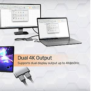Unitek Converter USB-C to Display Port Dual 8K60Hz MST V1404A