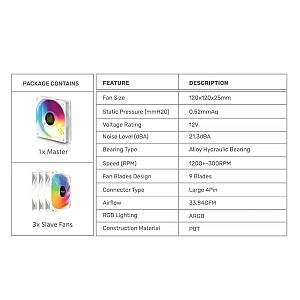 Armaggeddon Gaming Cooling Fan Set 4pcs ARGB KIT 5000 Black