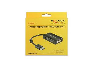 Adapter Displayport 1.1 male > VGA / HDMI / DVI female Passive black