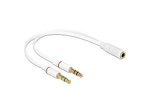 DeLOCK , Headset adapter , mini-phone stereo 3.5 mm (M) to 4-pole mini jack (F) , 20 cm , white