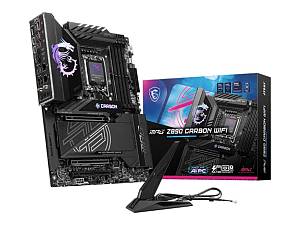 MSI MPG Z890 Carbon WiFi , Motherboard , ATX , LGA1851 Socket , Z890 Chipset , USB 3.2 Gen 1, USB-C 3.2 Gen 2x2 , 2.5 Gigabit LAN, 5 Gigabit Ethernet, Wi-Fi 7, Bluetooth , onboard graphics (CPU required) , HD Audio (8-channel)
