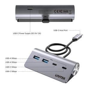 Unitek USB-C Hub 2xUSB-A 2xUSB-C 5Gbps & USB-C Power Port H1337A