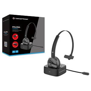 CONCEPTRONIC Headset Mono WLS BT5.0/Mikro/ANC/Dock/+22Std sw