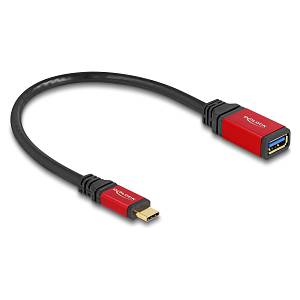 DELOCK USB 10 Gbps Adapter USB Type-C Stecker zu USB Typ-A Buchse 15cm rot Metall