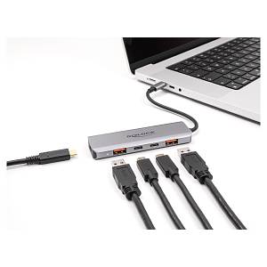 DELOCK USB 10 Gbps 2 Port USB Typ-A + 2 Port USB Type-C Hub mit USB Type-C Anschluss und PD 95 Watt