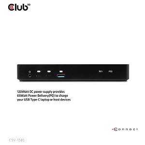 Club3D KVM Switch 4K60Hz 2x USB-C> HDMI/DP/3xUSB/2xUSB-C/LAN
