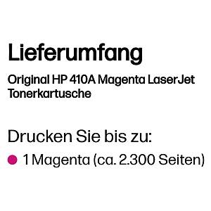 HP 410A , Magenta , original , LaserJet , toner cartridge (CF413A) , for Color LaserJet Pro M452, MFP M377, MFP M477