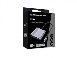 CONCEPTRONIC  4-1 Dock USB-C->2xHDMI/USB-A/100WPD    25cm gr