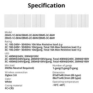Sonoff Zigbee M5 WiFi Smart Wall Mechanical Switch (No neutral) 1-Button White