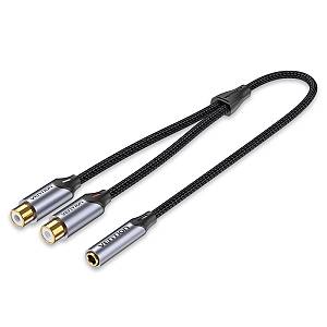 Vention AUDIO 3.5mm F to 2-RCA F Cable Braided Alum 0.3m BCOHY