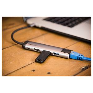 USB-C HUB 5Port > 2xUSB3.0/USB-C/HDMI/Ethernet passiv Verbatim Black Grey