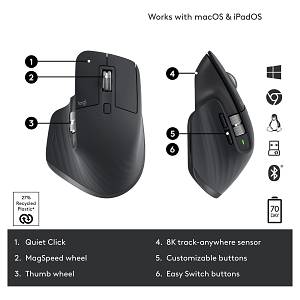 Logitech Master Series MX MASTER 3S ergonomisch graphite