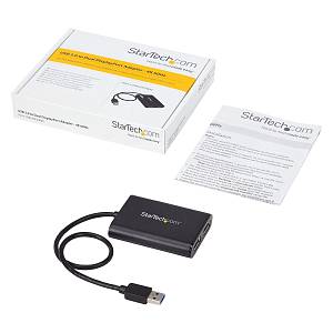 Adapter USB3.0 (ST) > 2x DisplayPort (BU) 4K 60Hz 30cm StarTech.com Black