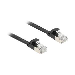 Delock RJ45 Flachband Patchkabel Stecker zu Stecker Cat.6A U/FTP 0.5 m schwarz