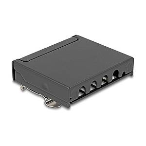 Delock Mini Desktop Patchpanel RJ45 Buchse 4 Port Cat.6A geschirmt schwarz - zur Montage an Tisch. Wand oder Hutschiene