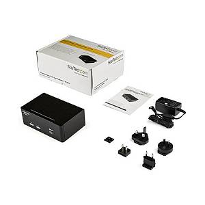 STARTECH.COM DisplayPort KVM Switch - 2 Port - Dual-Display - 4k 60hz - USB Hub - Audio and Microphone