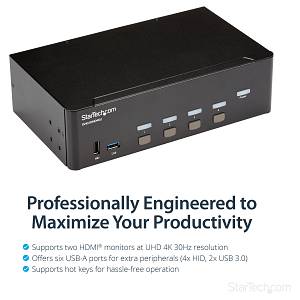 STARTECH.COM KVM Switch HDMI 4 Port - 4K 30 Hz - KVM Extender fr HDMI - KVM HDMI Umschalter