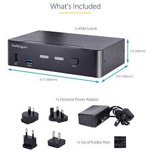 STARTECH.COM 2 Port USB C KVM Switch KVM Umschalter mit 4K 60Hz DisplayPort Thunderbolt 3/4 und USB C DP Alt Mode Audio USB A Hub