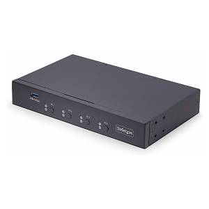 STARTECH.COM 4-Port KM Switch mit Maus-Roaming USB 3.0 Umschalter Tastatur und Maus Switch 3.5mm/USB Audio TAA Konform
