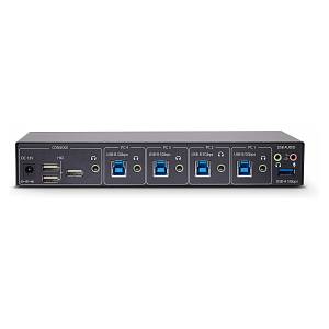 STARTECH.COM 4-Port KM Switch mit Maus-Roaming USB 3.0 Umschalter Tastatur und Maus Switch 3.5mm/USB Audio TAA Konform