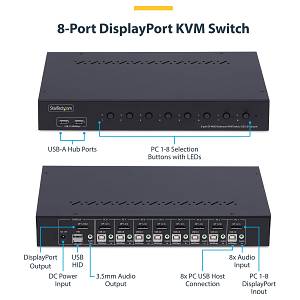 STARTECH.COM 8 Port DisplayPort KVM Switch 1HE Rackmount Satz 4K 60Hz DP 1.2 KVM Umschalter Taste/Hotkey TAA