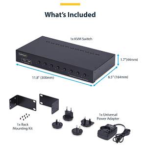 STARTECH.COM 8 Port DisplayPort KVM Switch 1HE Rackmount Satz 4K 60Hz DP 1.2 KVM Umschalter Taste/Hotkey TAA