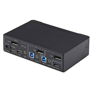 STARTECH.COM 2-Port DisplayPort KVM Switch 4K 60Hz DP 1.2 HDCP 1.4 EDID Management 2-Port USB 3.0 Hub DP KVM Umschalter