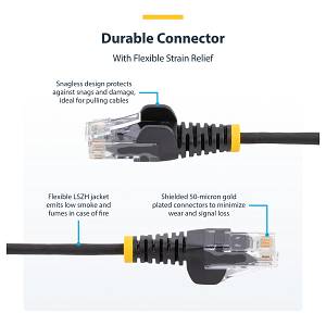 StarTech 2 m CAT6 Cable - Slim CAT6 Patch Cord - Grey- Snagless RJ45 Connectors - Gigabit Ethernet Cable - 28 AWG