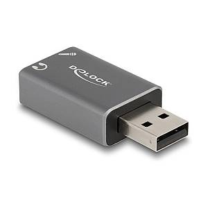 DELOCK Externe USB Soundkarte mit USB-A Stecker auf 2 x 3.5mm Klinkenbuchse Plug & Play Audio Adapter