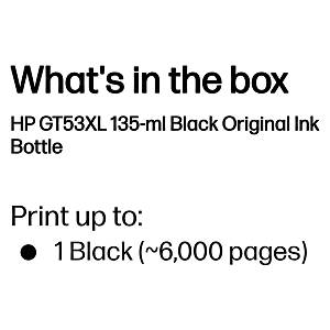 HP GT53 135ml Black Original Ink Bottle