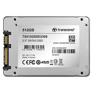 TRANSCEND SSD230S 512GB SSD 3D 6.4cm 2.5 inch SATA III 6Gb/s TLC aluminium case ohne Rahmen