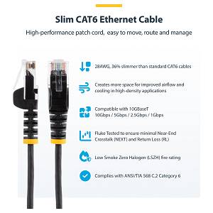 StarTech.com 1m Red Slim CAT6 Ethernet Cable. Snagless. 28AWG. LSZH - Patch-Kabel - RJ-45 (M)