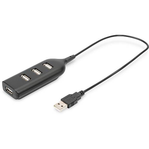 DIGITUS USB-Hub 4-Port 2.0->4xA2.0 integr. Kabel black
