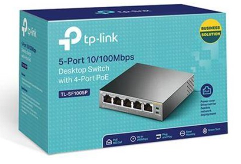 Tp-link Switch 5PORTS 10/100 Lan Ports, 4 X Poe+, 67W, Unmanaged, Desktop