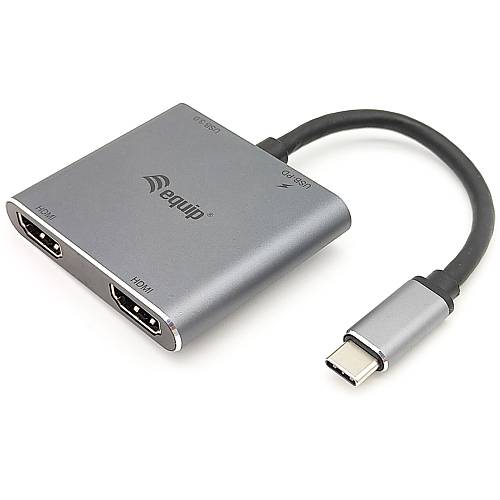 Equip Dock USB-C->2xHDMI.USB 3.0.100WPD 15cm si