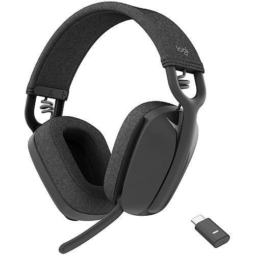 Logitech Zone Vibe Wireless Headset full size Bluetooth wireless USB-C via Bluetooth adapter graphite Certified for Microsoft Teams