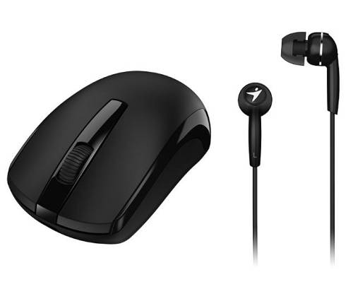 Genius Headset And Mouse Wireless Mh-8100, 2.4 Ghz, Mouse: Optical, 800-1600dpi, 3-buttons, Headset: Microphone, 20-20khz, Cable 1.2m, 3.5mm Jack, Black