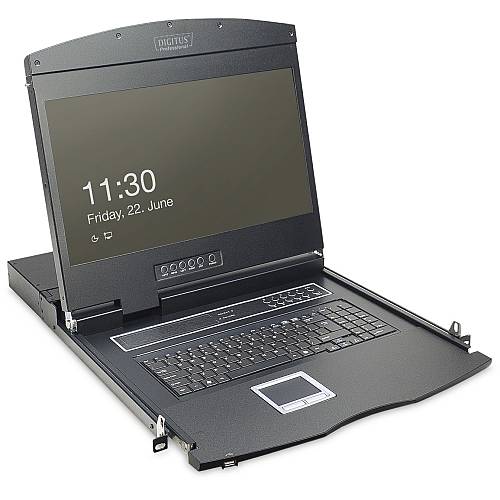 DIGITUS 19 LCD KVM Konsole. 16-Port VGA. deutsche Tastatur