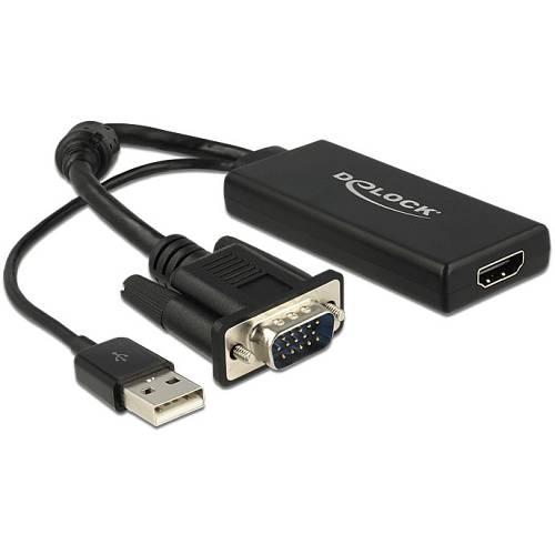 DELOCK Adapter VGA + Audio zu HDMI mit Kabel black
