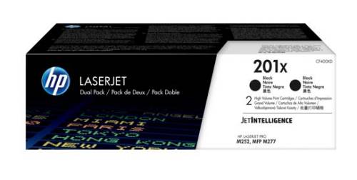 HP 201X , 2-pack , High Yield , black , original , LaserJet , toner cartridge (CF400XD) , for Color LaserJet Pro M252dn, M252dw, M252n, MFP M274n, MFP M277c6, MFP M277dw, MFP M277n