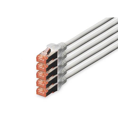 DIGITUS CAT 6 S/FTP Patchkabel. 5 Stück. 20m. grau