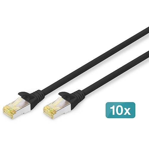 DIGITUS CAT 6A S/FTP Patchkabel. 10 Stück. 1m. black