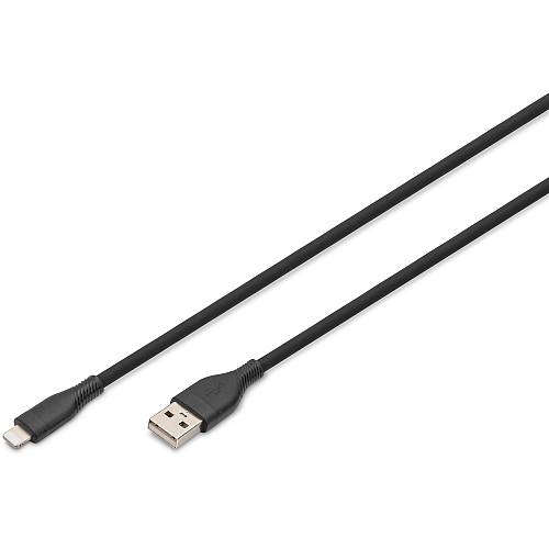 DIGITUS USB 2.0 Kabel Typ A-Lightning Silikon 2m MFI black